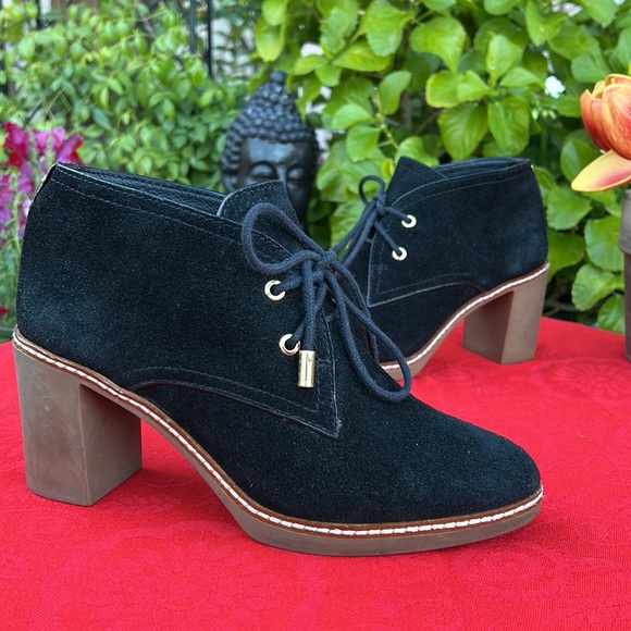 Tory Burch Shoes - Tory Burch Black Suede Sherpa Lined Heeled Ankle Booties